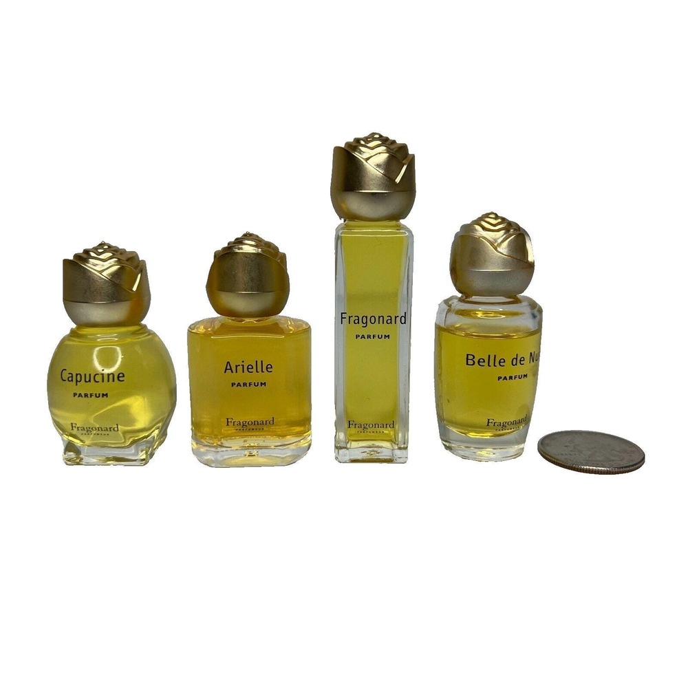 Fragonard Capucine Arielle Belle De Nuit Parfume 4 Parfums Bottle Set Rare VTG